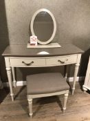 Ex Display Bentley Designs Montreux Dressing Table & Stool in Grey Washed Oak & Soft Grey | RRP£714
