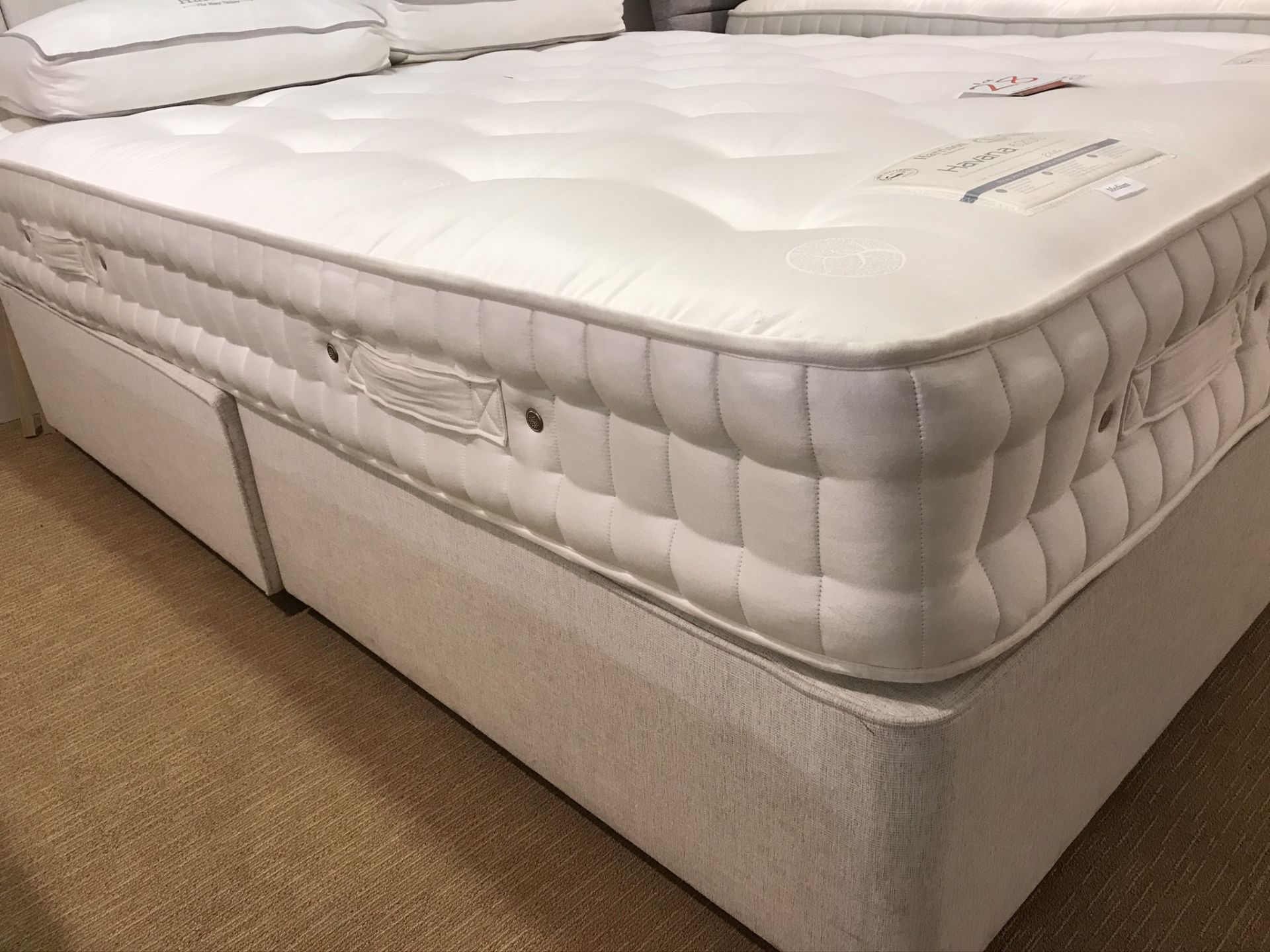 Ex Display Harrison Havana 6200 King Mattress w/ Shallow Divan Set Medium/Firm & Headboard in Bison - Image 4 of 4