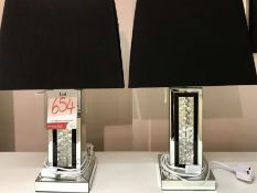 Pair of Ex Display CIMC EU-GS167-MO-BLMR Astoria Mirror Pillar Table Lamps w/ Black Fabric Shade