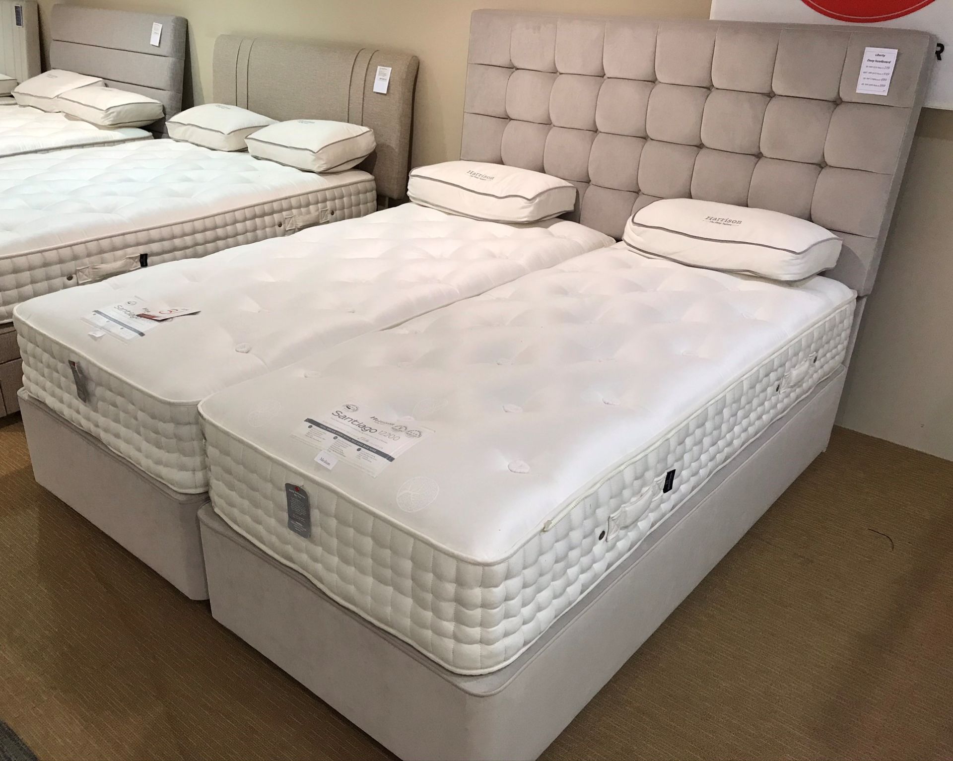 Ex Display Harrison Santiago 12200 Super King Size Mattress w/ Deep Base Bed Frame & Headboard in Po - Image 5 of 5