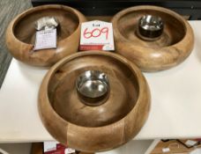 3 x Ex Display Wooden Chip & Dip Bowls | RRP£225