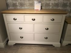 Ex Display New England 3 & 4 Wide Drawer Chest | Soft Grey & Pale Oak | RRP£1,125