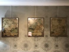 Set of 3 Ex Display Map Wall Mounted Pictures