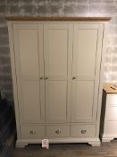 Ex Display Bentley Designs Hampstead Triple Door Wardrobe | Soft Grey & Pale Oak | RRP£1,649