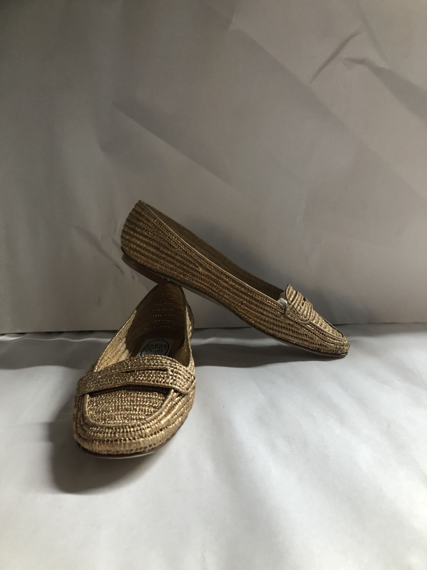 Emma Hope's Raffia-Gold Shoes. EU 38 RRP £290.00