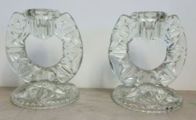 2 x Ex Display Cut Glass Candle Holders