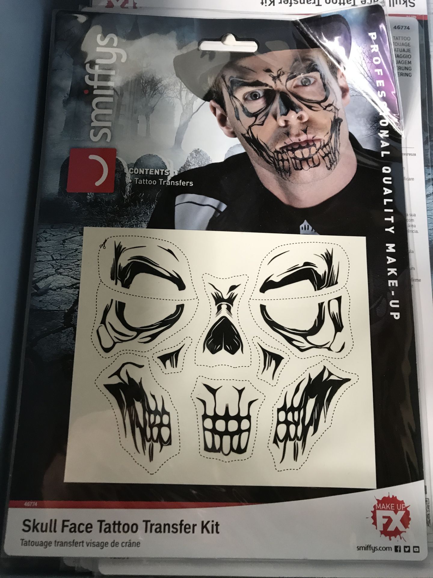 22 x Skull Face Tattoo Transfer Kits