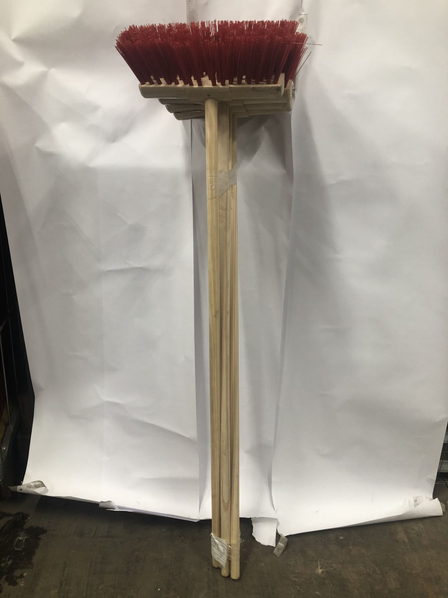 5 x Red 13'' PVC Brooms - Image 2 of 3