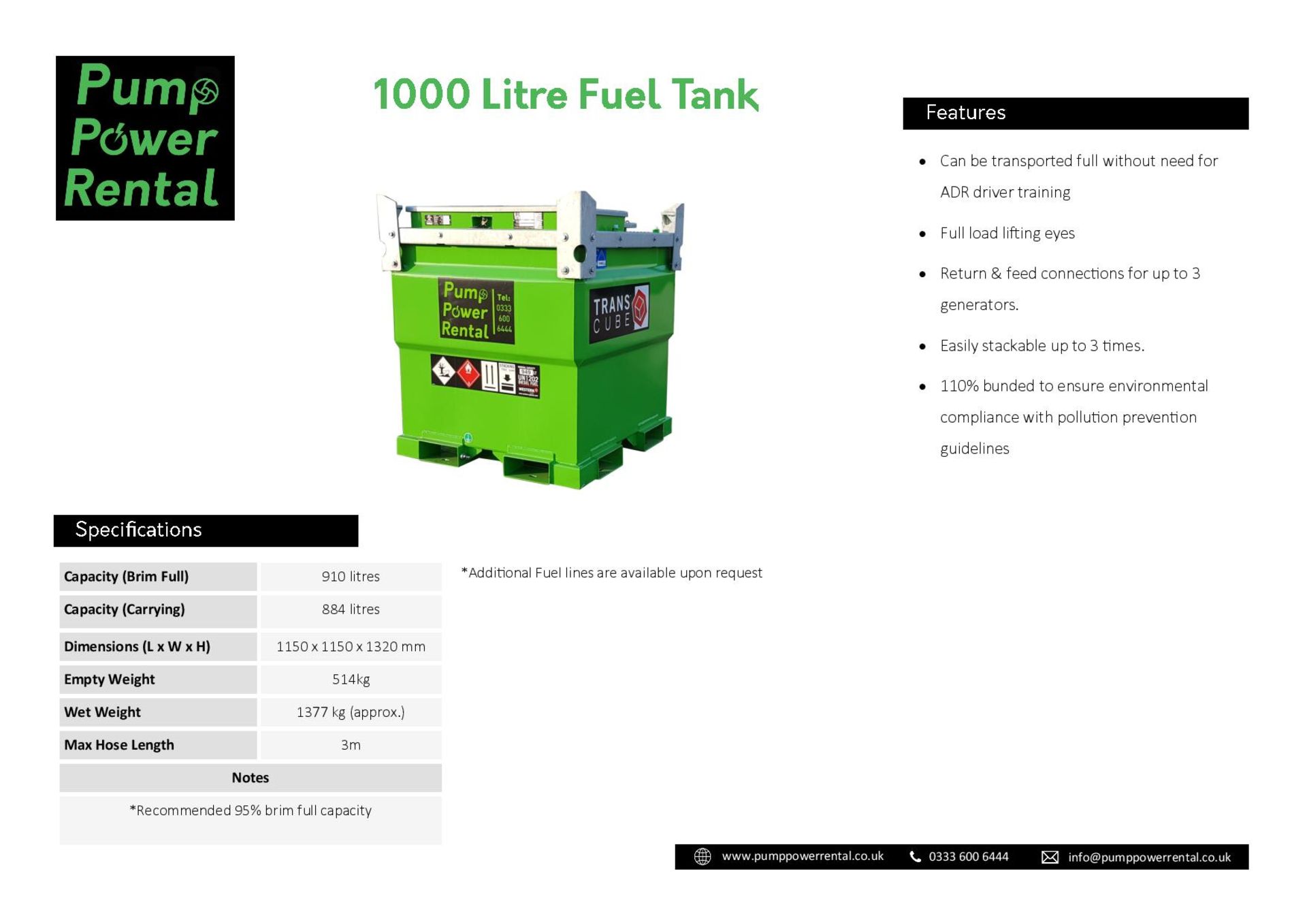 Western Global TransCube 10TCG Transportable 1,000L Diesel Storage Tank| 2018 | Ref: A201 - Image 9 of 9