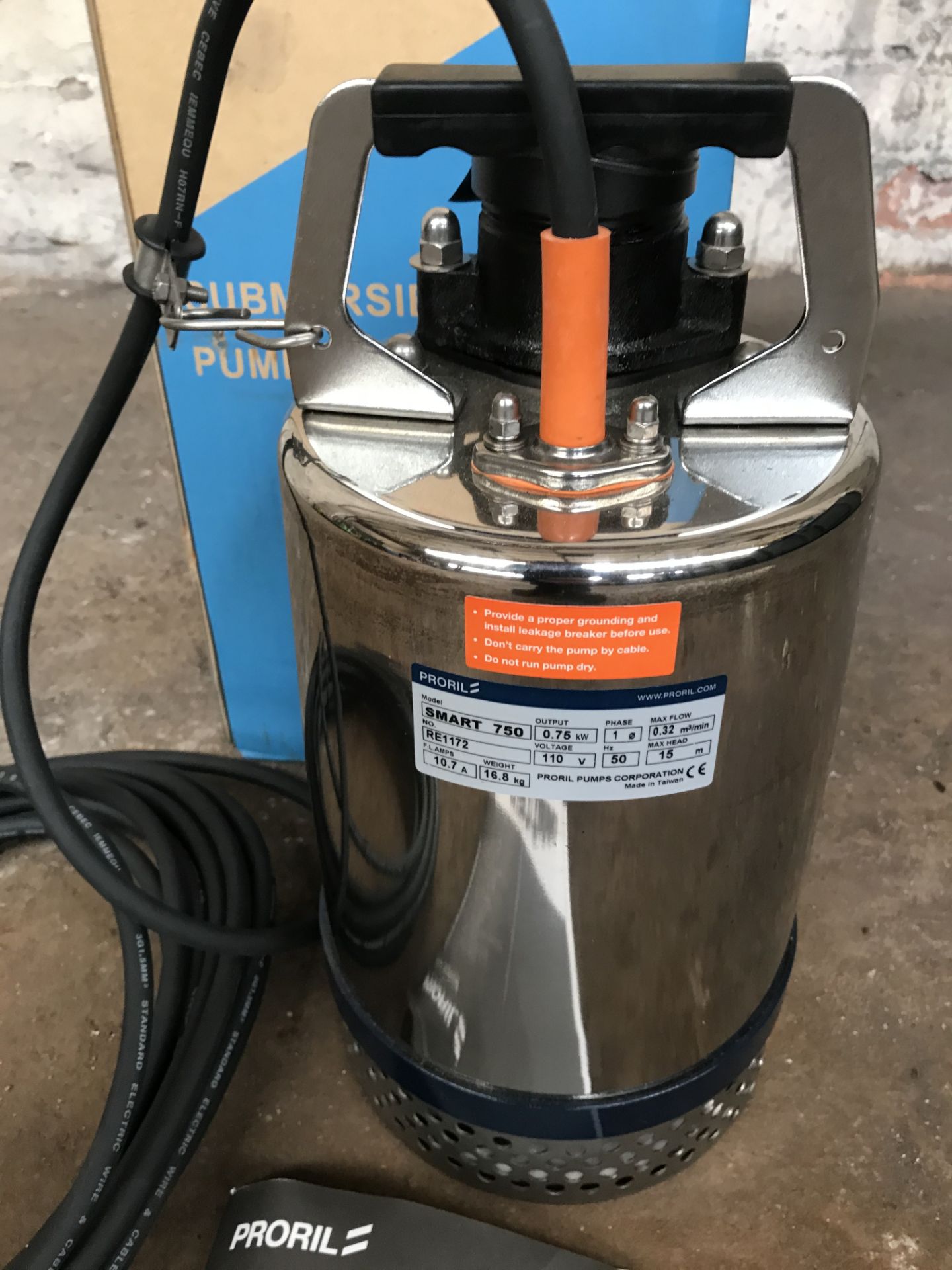 Unused Proril SMART 750 Submersible Drainer Pump | 110v | Ref: RE1172 - Image 6 of 7