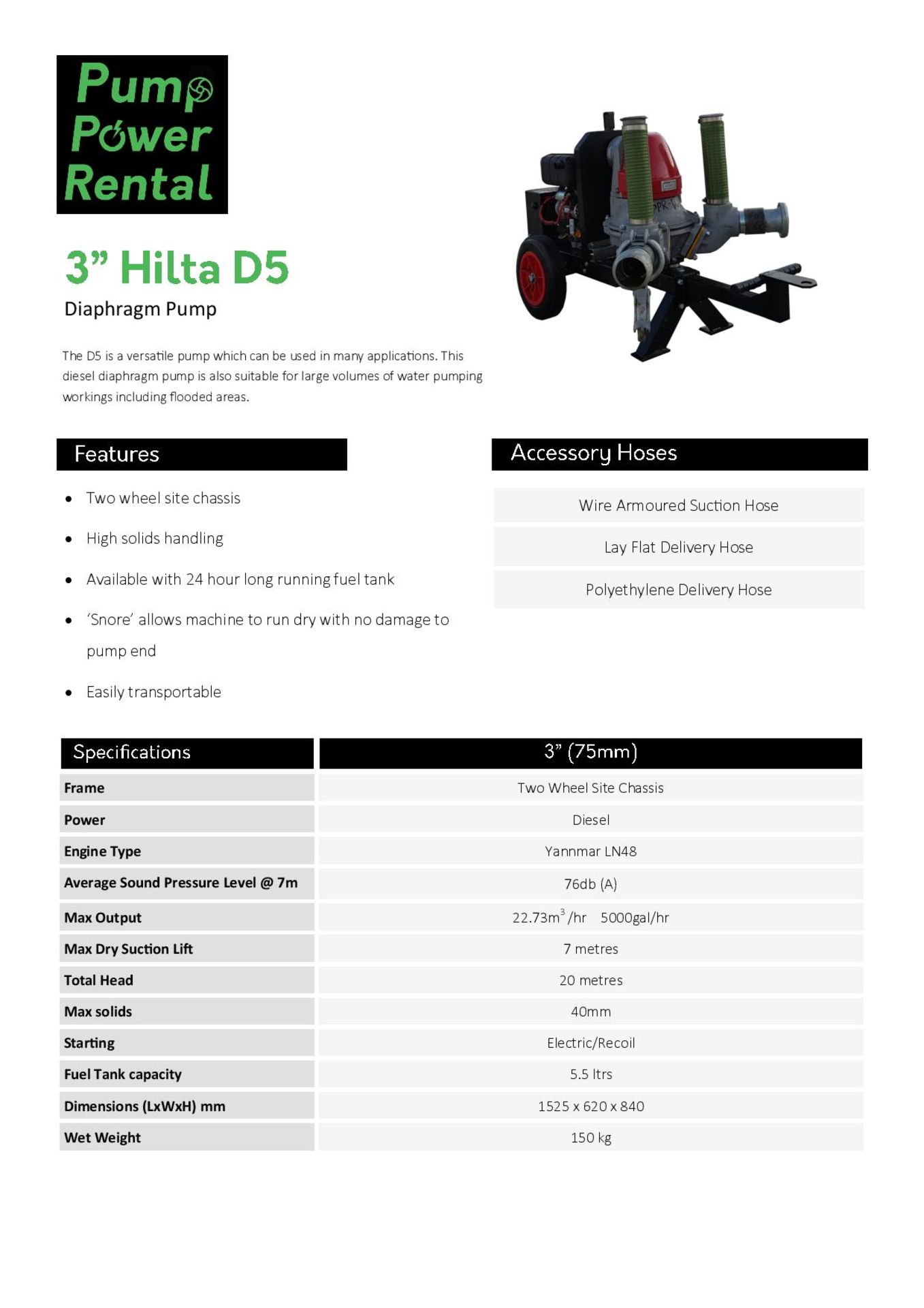 Hilta Proflow D5 3"" Diesel Diaphragm Pump w/ Wheeled Site Chassis | YOM: 2017 | A074 - Image 7 of 7