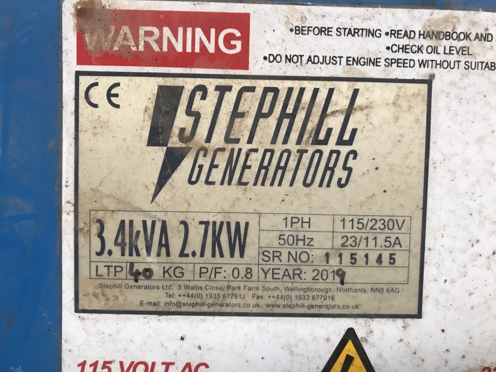 Stephill Petrol Generator 3.4kVa w/ Honda GX Range Engine| YOM: 2019 | Ref: GSA-A275 - Image 2 of 5