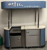 Mobile Serving Unit w/ Overhead Lighting & Storage Cabinets