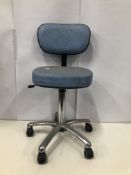 Blue Faux Leather Adjustable Office Chair on Casters