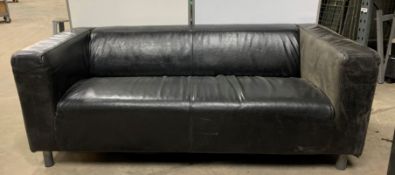 Black Leather 2 Seater Sofa