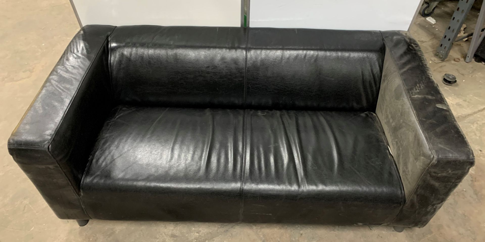 Black Leather 2 Seater Sofa - Image 2 of 2