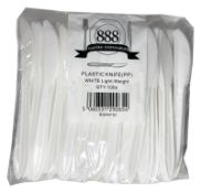 1 x Box of 1000 Plastic Knives by 888 Gastro Disposables