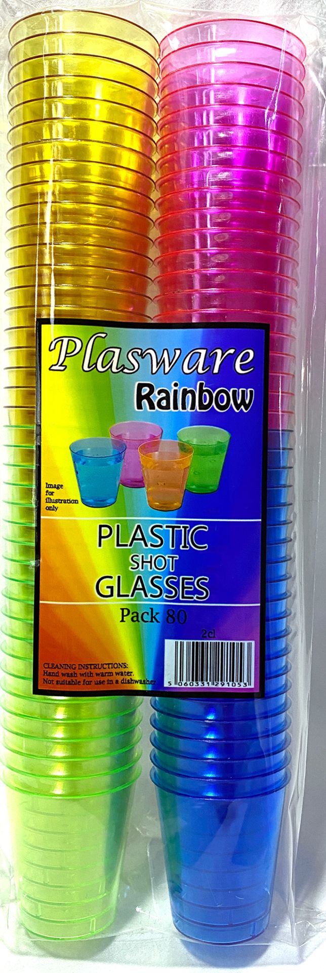 1 x Box of 1600 Rainbow Plastic Shot Glass by Plasware - Image 2 of 2