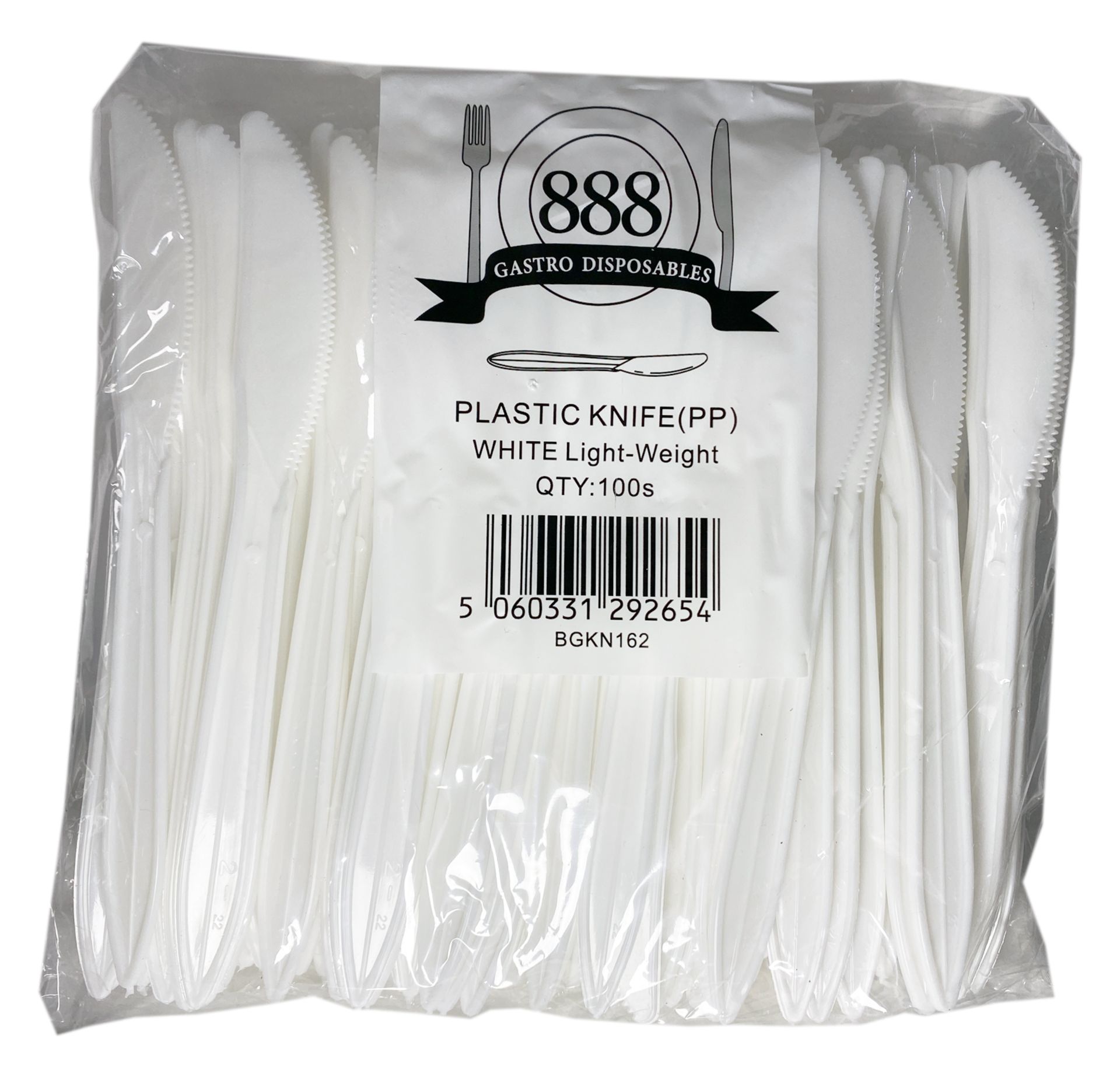 10 x Boxes of 1000 Plastic Knives by 888 Gastro Disposables