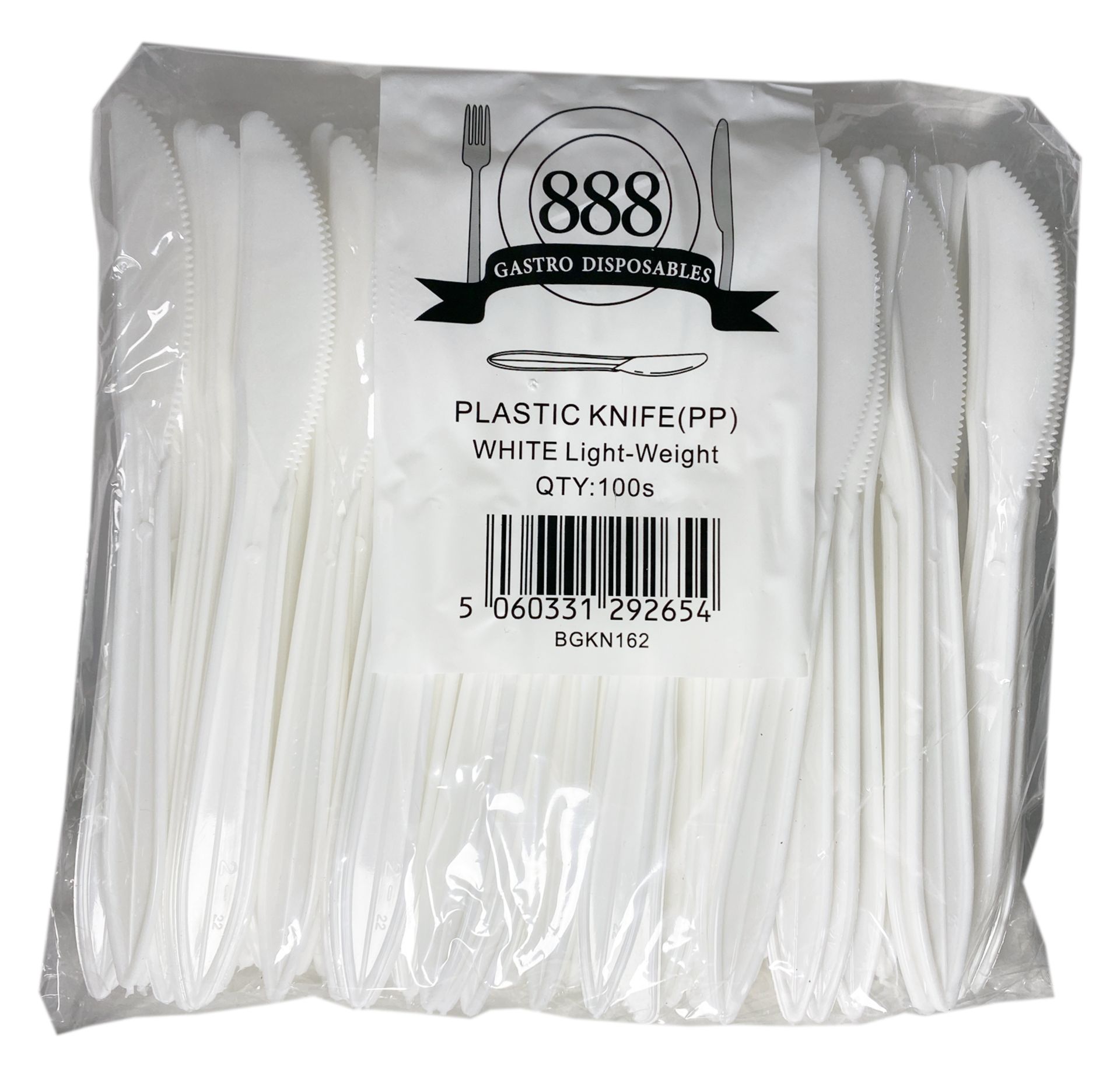 5 x Boxes of 1000 Plastic Knives by 888 Gastro Disposables