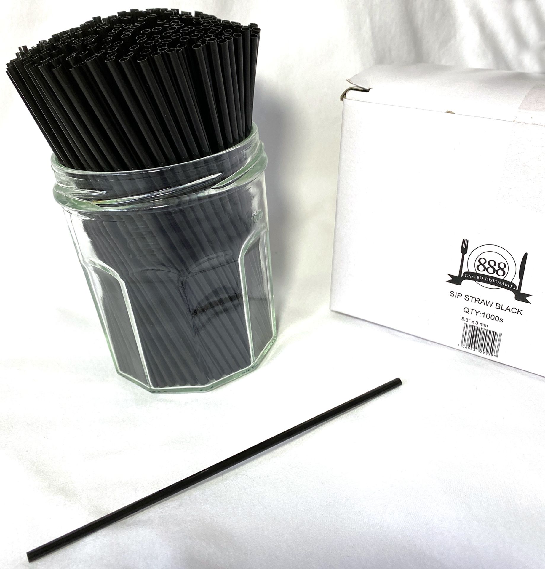 5 x Boxes of Black Sip Straws by 888 Gastro Disposables