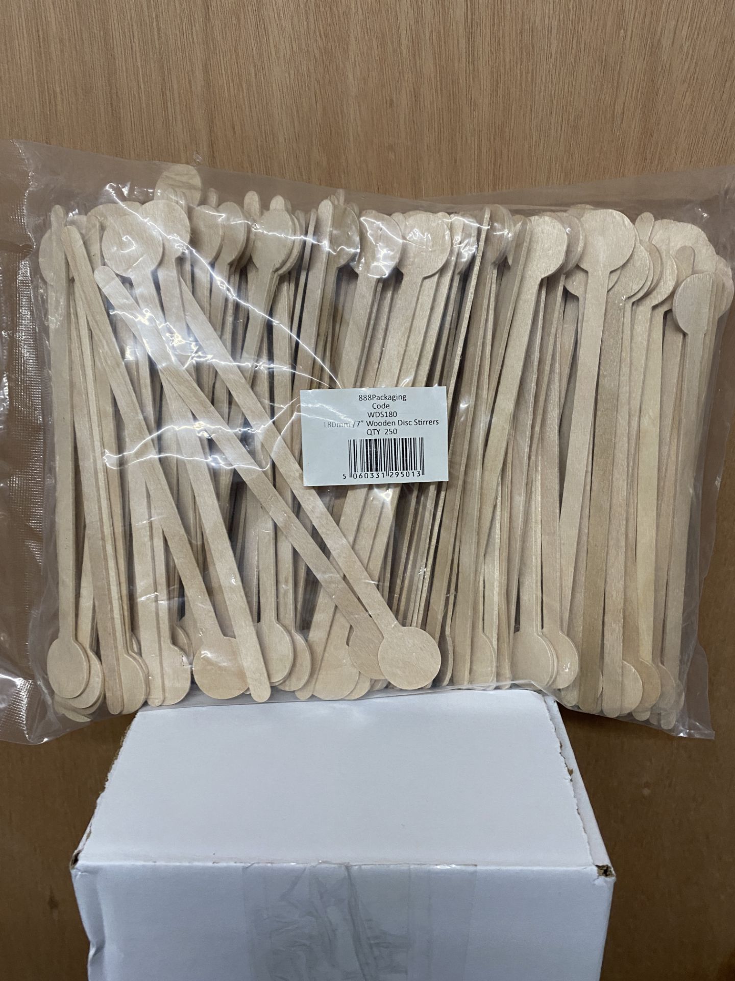 5 x Boxes of 2,000 Wooden Disc Stirrers by 888 Gastro Disposables - Image 2 of 2