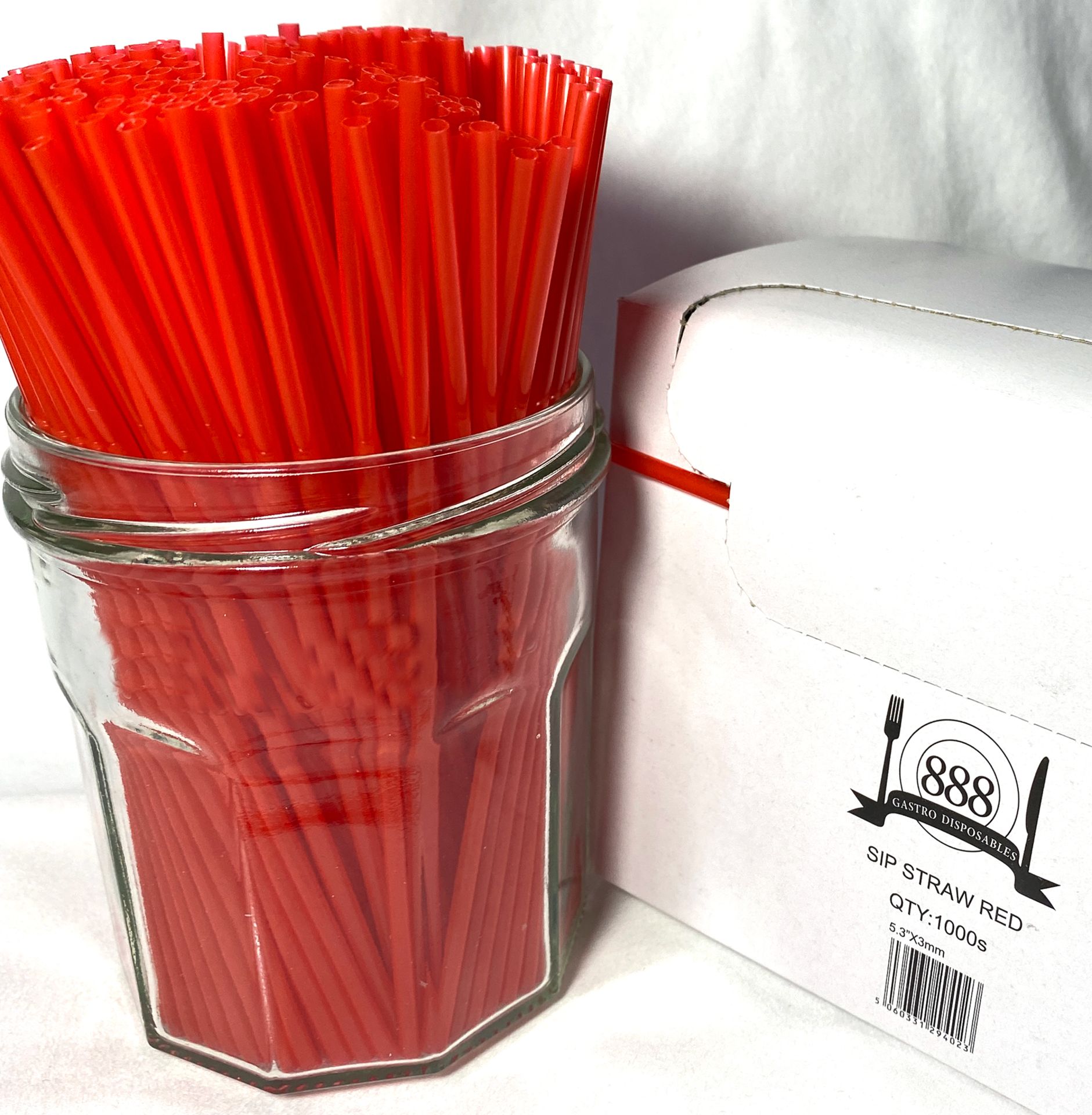 5 x Boxes of Red Sip Straws by 888 Gastro Disposables