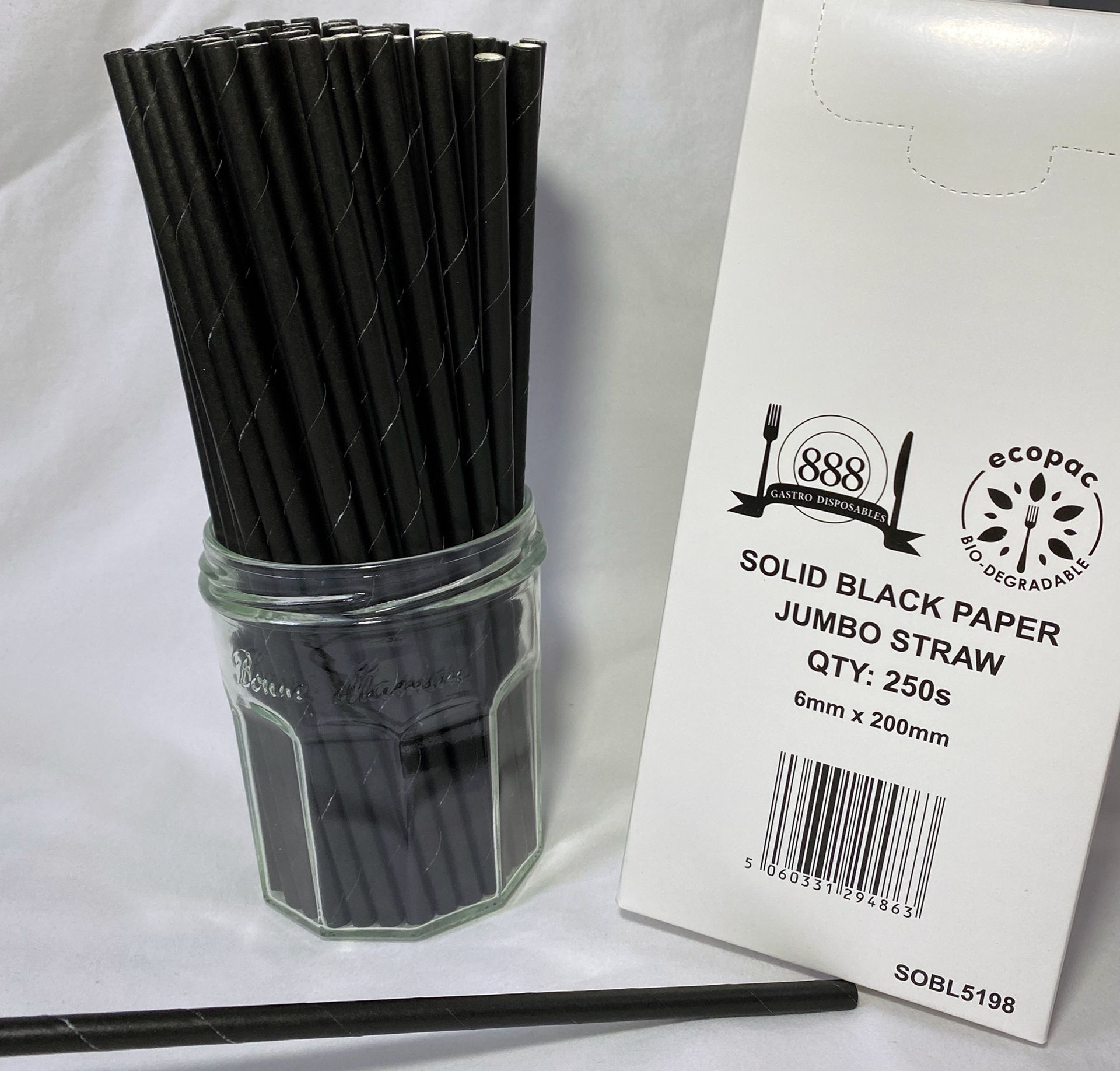10 x Boxes of Biodegradable Jumbo Straws by 888 Gastro Disposables