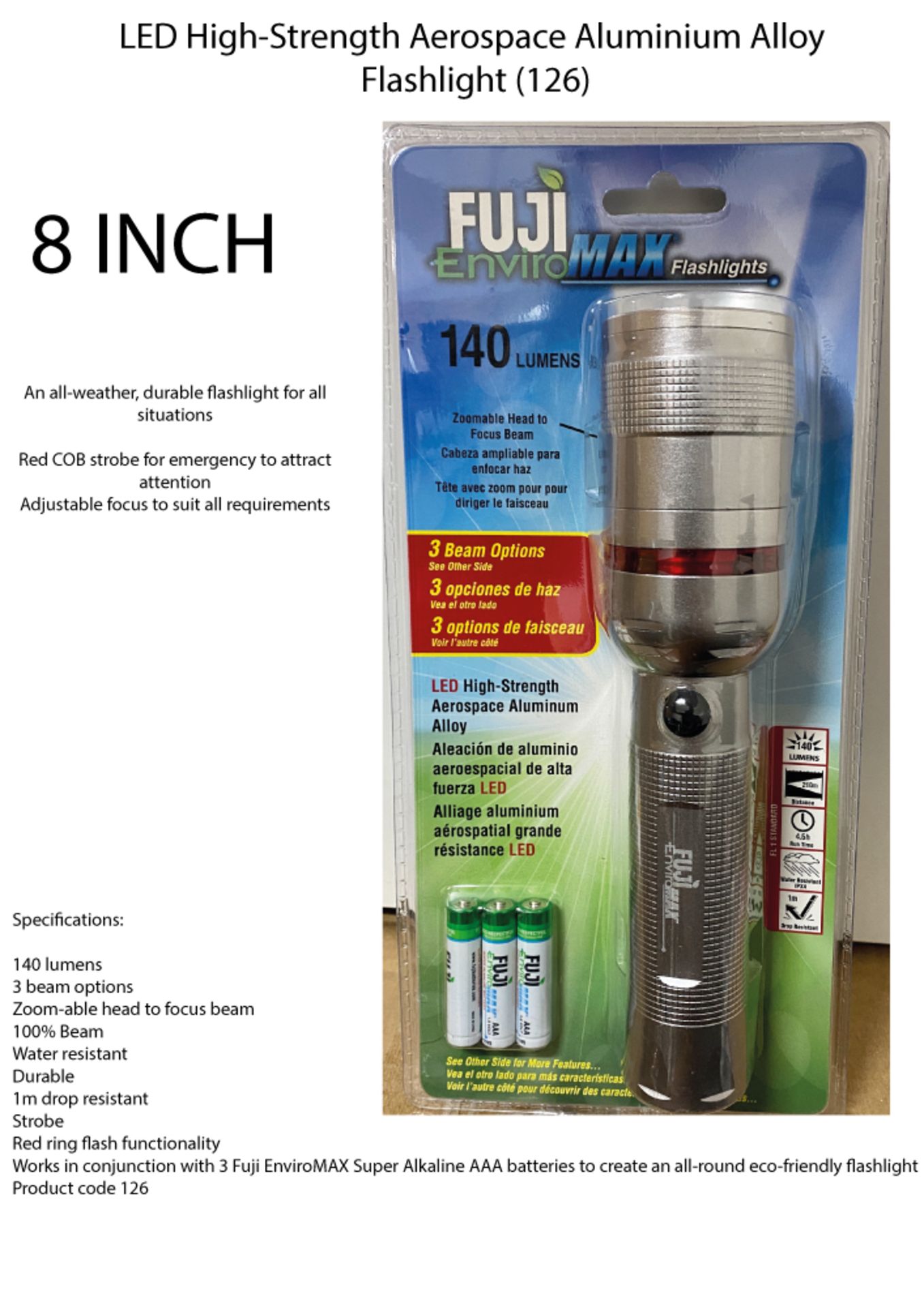 6 x Fuji EnviroMax 140 Lumens Flashlights - Image 2 of 2