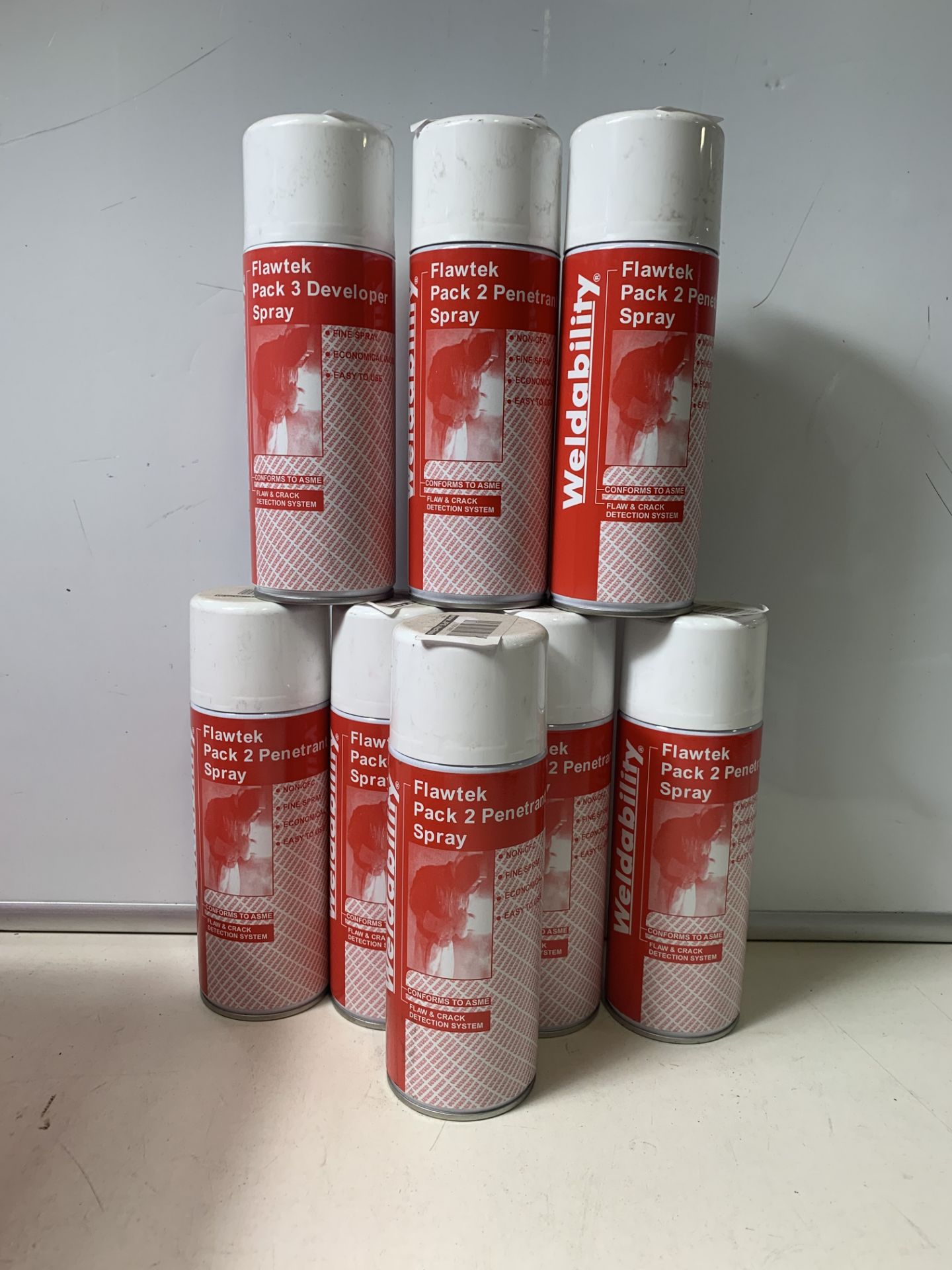 8 x Weldability Flawtek Pack 2 Penetrant Spray