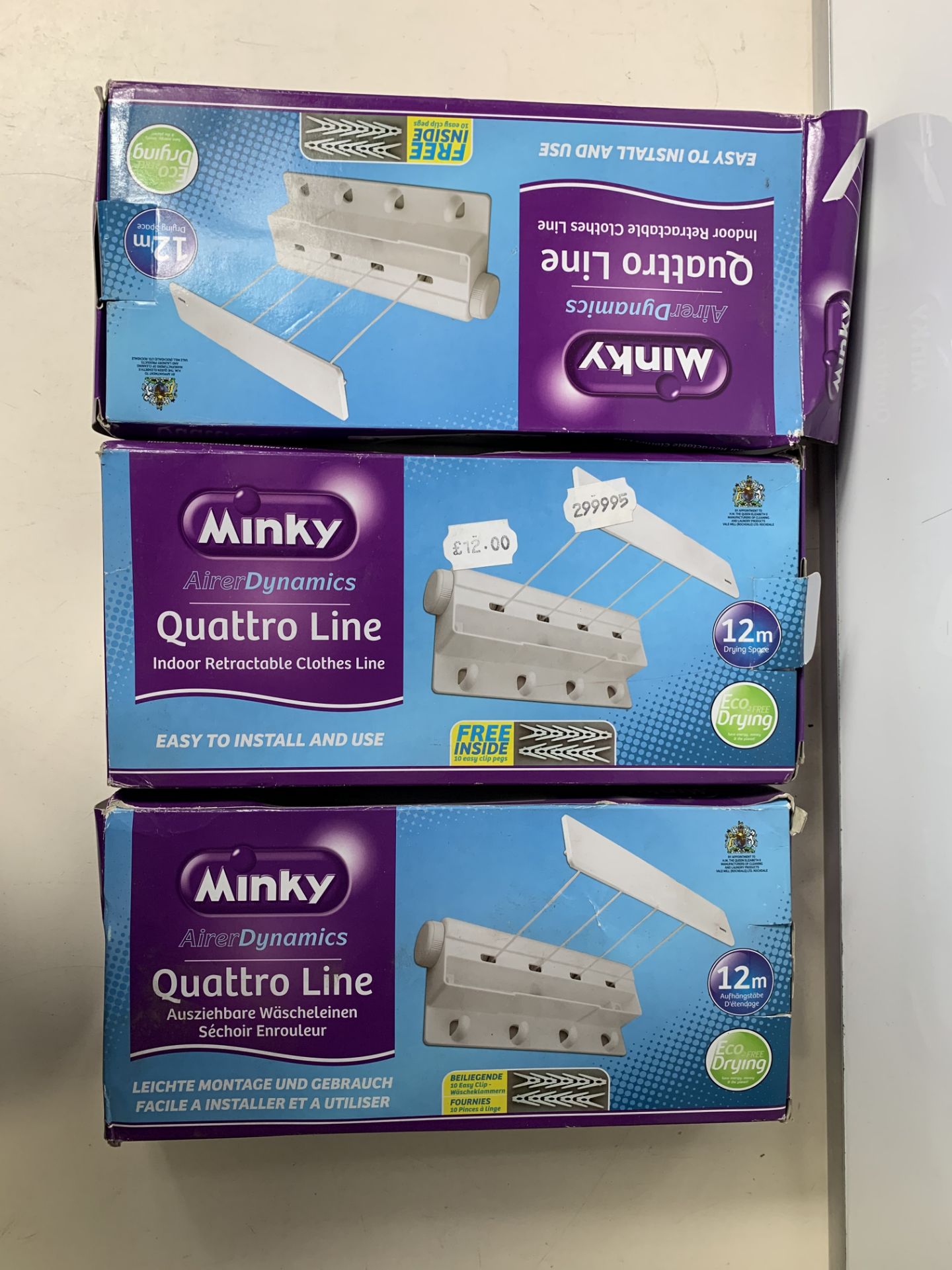 3 X Minky 4 Line Indoor Retractable Airer