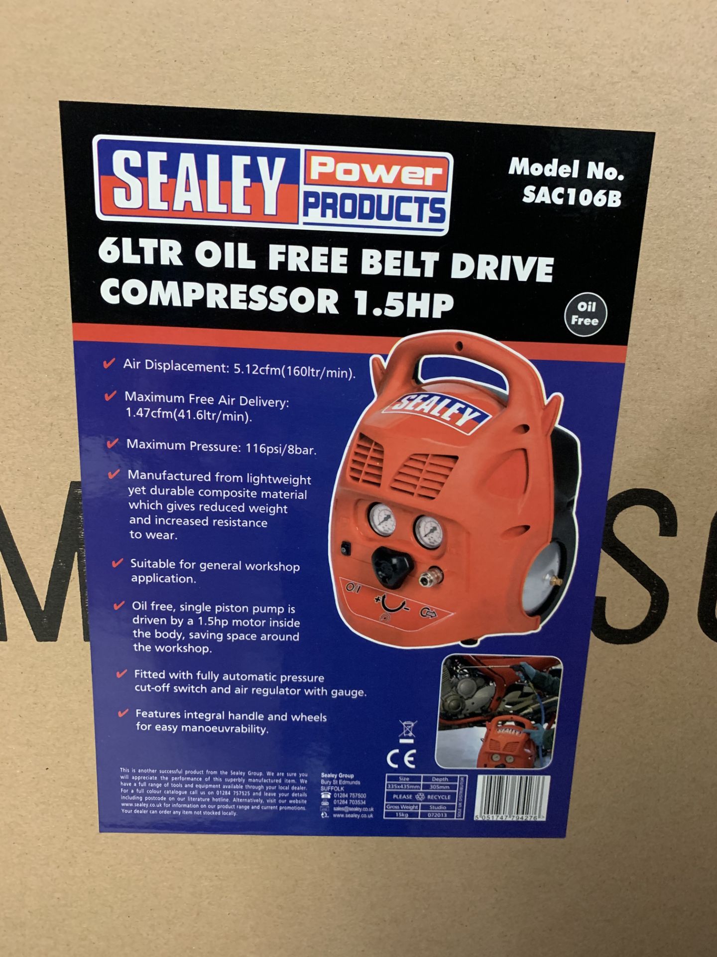 Sealey Compressor 24ltr Direct Drive 1.5hp