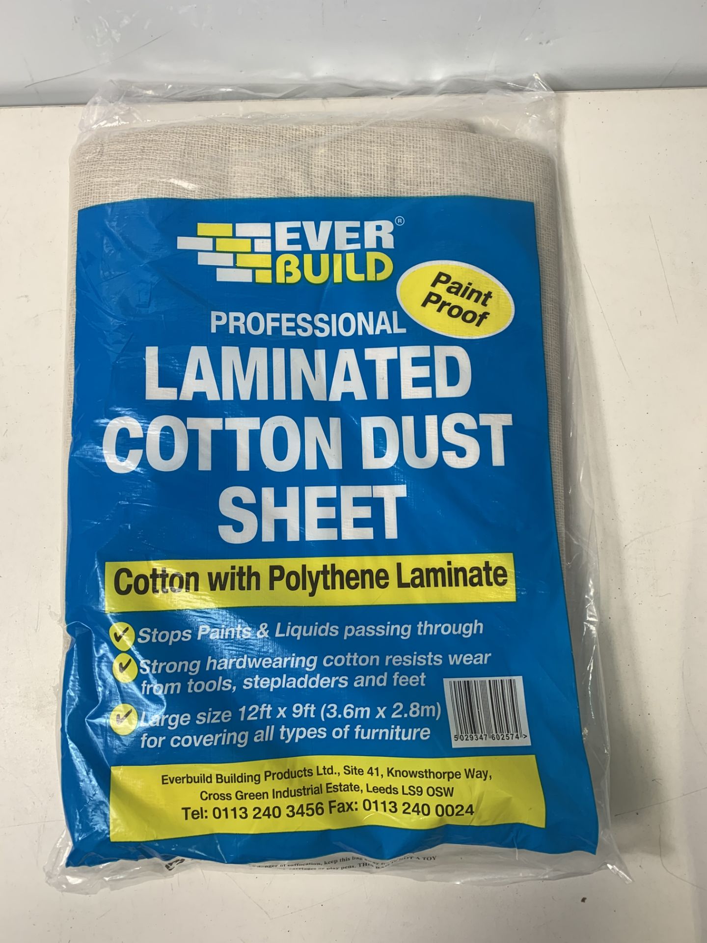 8x Everbuild Proffesional Laminated Cotton Dust Sheet