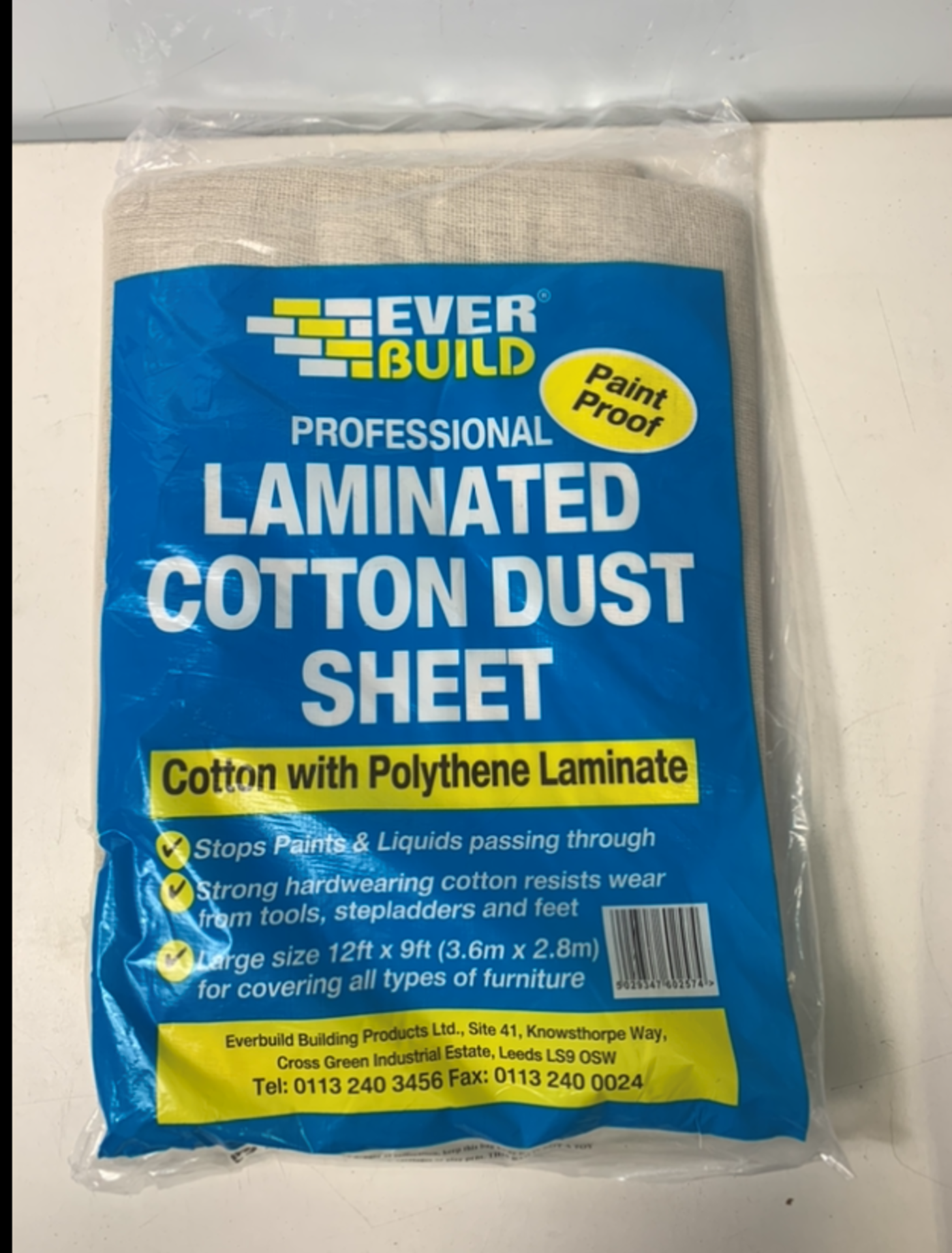 8x Everbuild Proffesional Laminated Cotton Dust Sheet