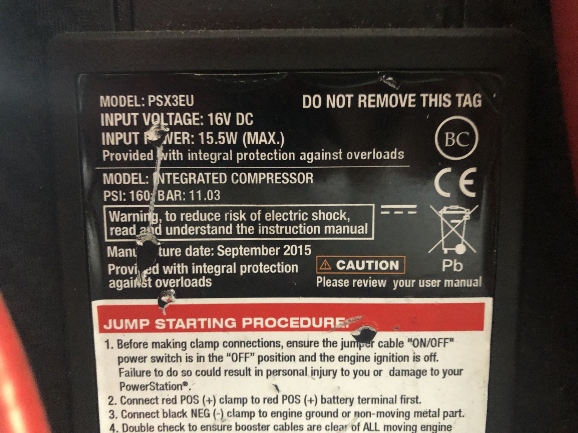 Deluxe PowerStation PSX3EU 12v Portable Jumpstart - Image 2 of 2