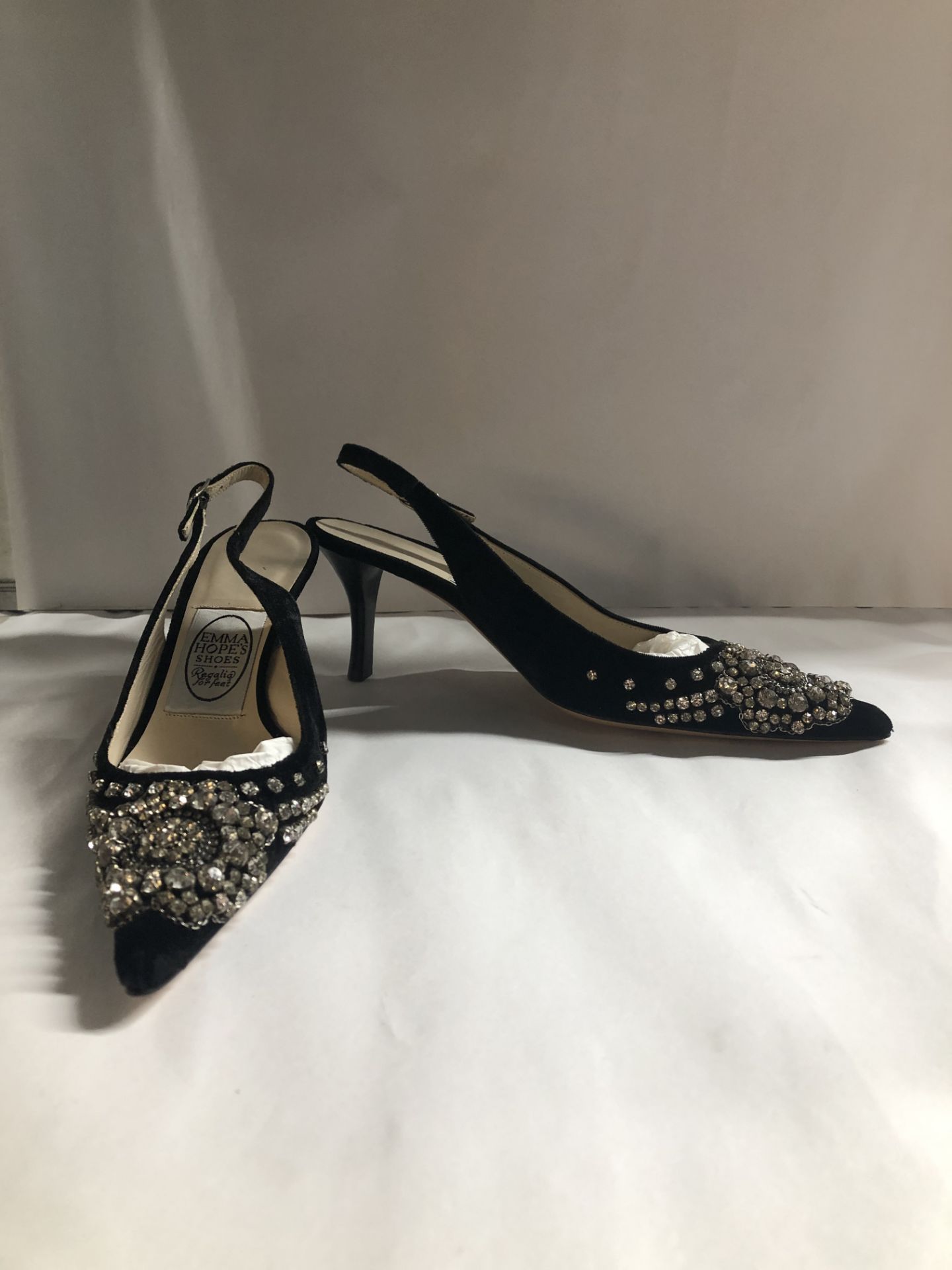 Emma Hope's Shoes Black Velvet Heels.EU 38 RRP £399.00