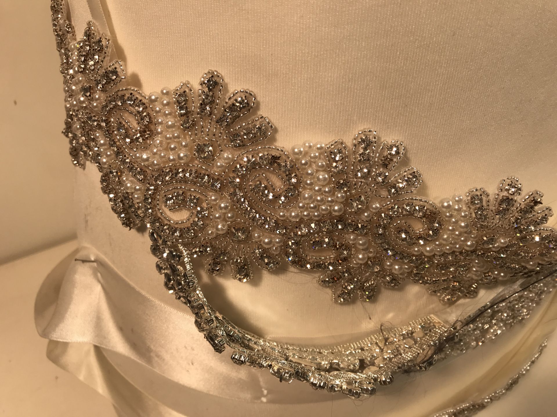 Opulence Bridalwear Silver/Ivory Belt & Mannequin - Image 4 of 5