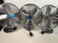 3 x Steel Desk Fans