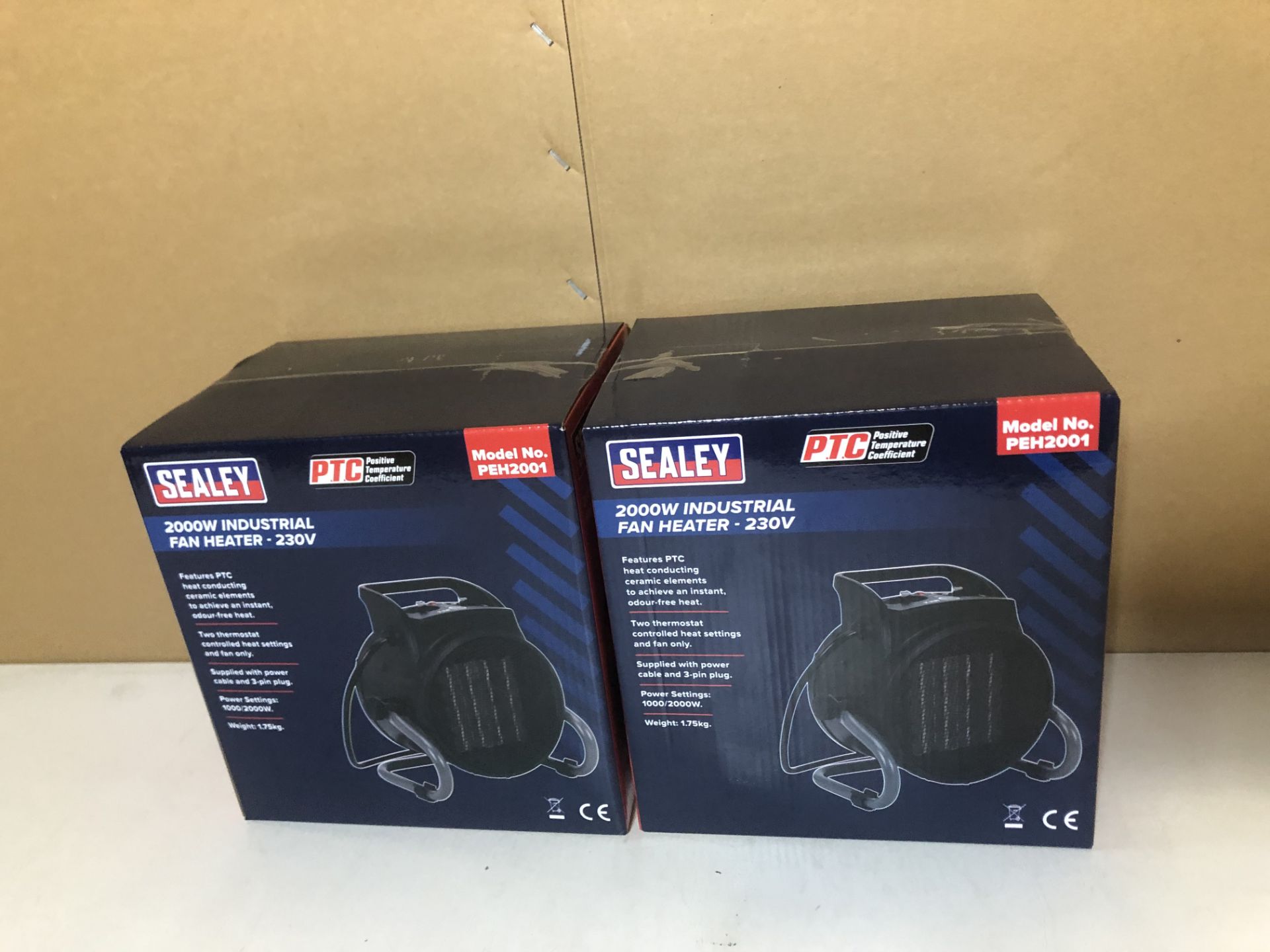 Pair Of Sealey Industrial PTC Fan Heater 230V PEH