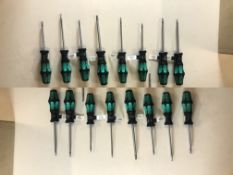 16 x Various Sized Wera Scewdrivers. See description.