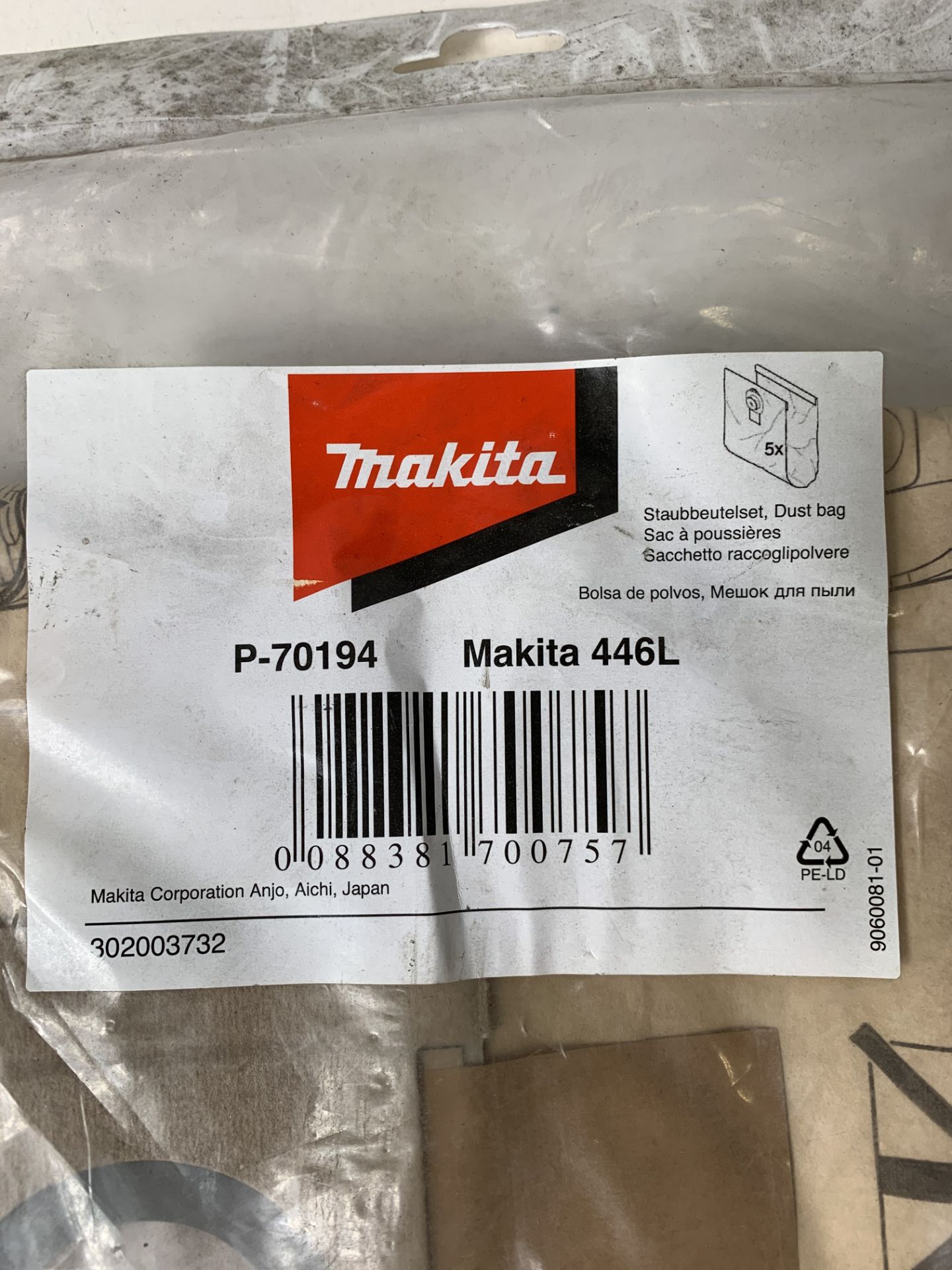 Makita Pack Of 5 Dust Bags For 446L - Image 2 of 2