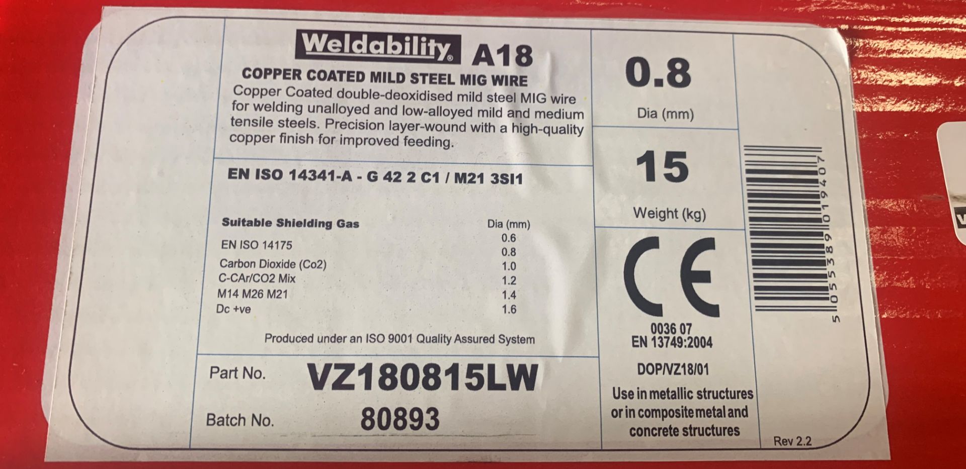 2 x Weldability 0.8mm Copper-Coated Steel Mig Wire Reels