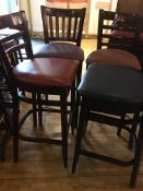 12 x Solid wood high-back bar stools