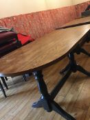 Curved-end rectangular wood table