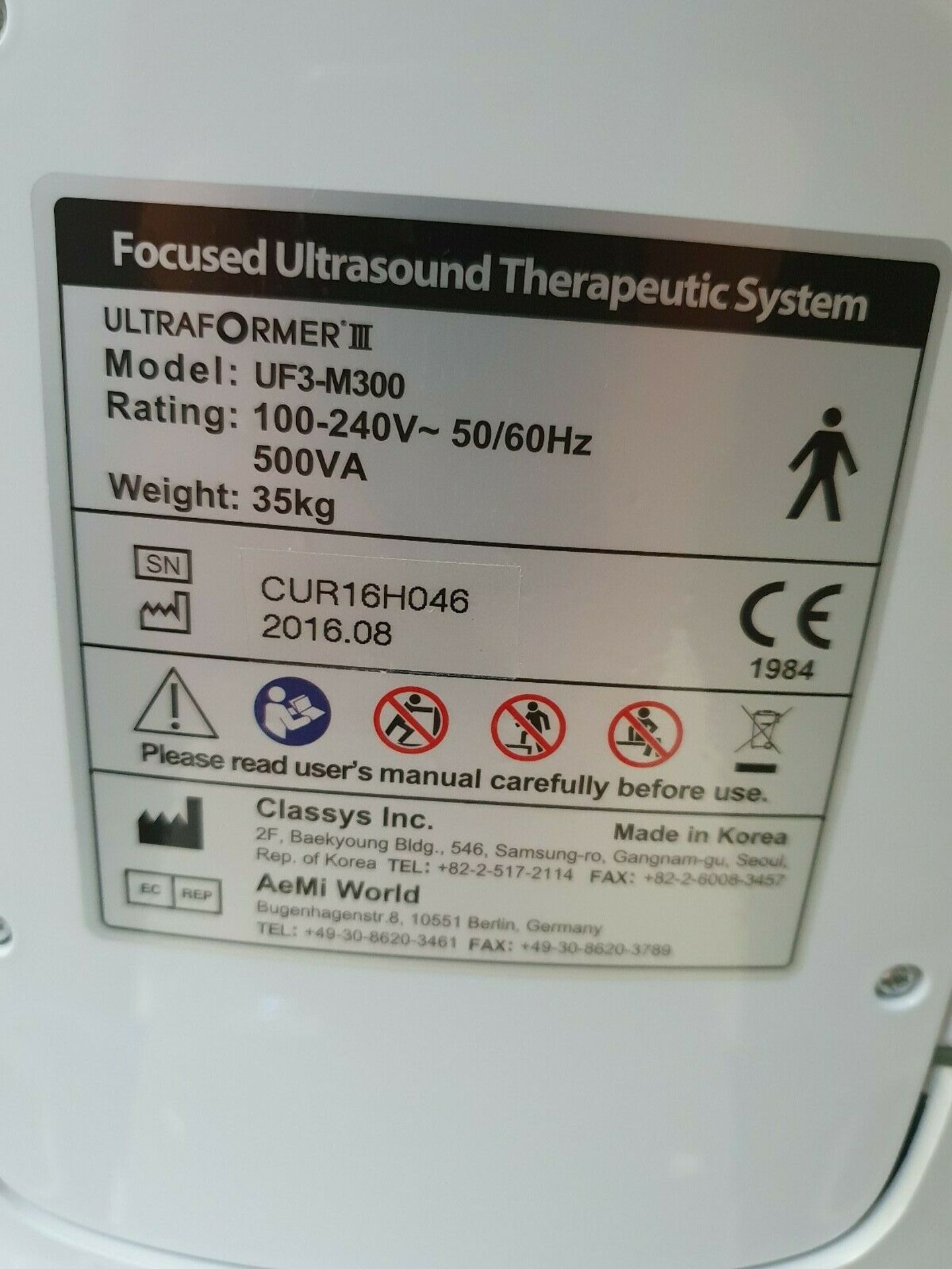 Classy's UF3-M300 Focused Ultrasound Ultraformer | YOM: 2016 - Image 6 of 6