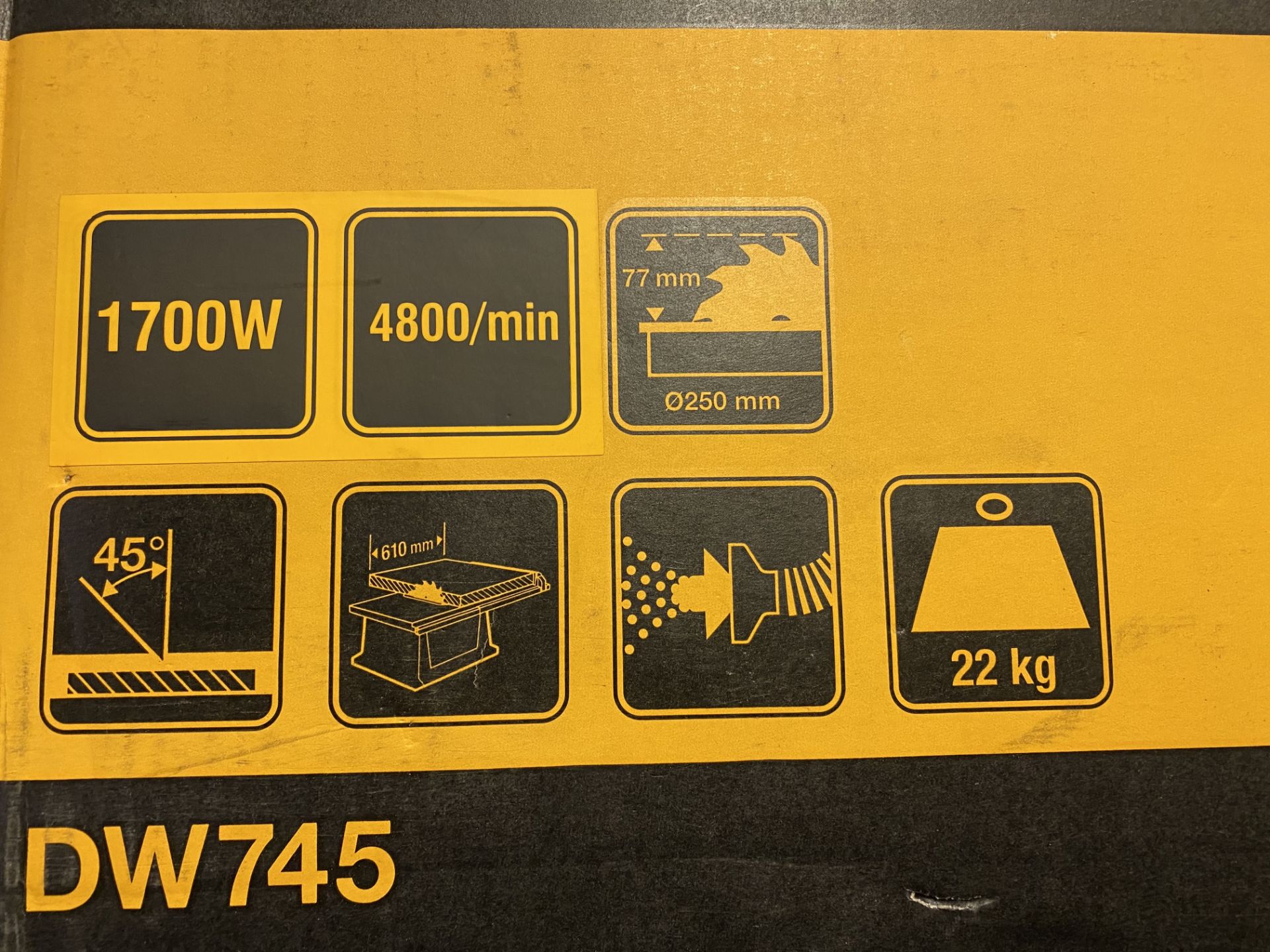 DEWALT DWE745-GB 1700W COMPACT 240V TABLE SAW (210MM X 30MM) 610MM MAX RIP - Image 3 of 4