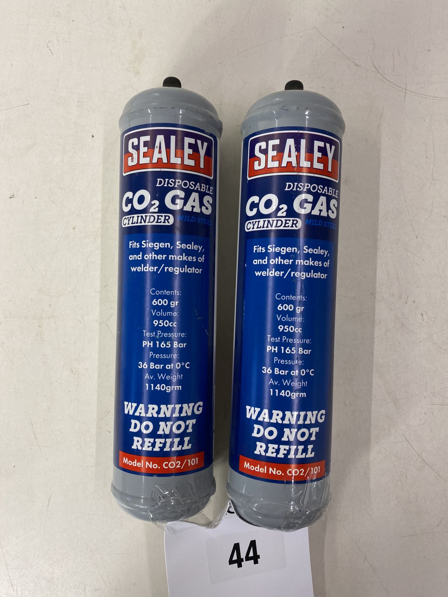 2 x Sealey Carbon Dioxide Gas Disposable Cylinder CO2/101