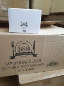 2 x Boxes of Clear Straight Sip Straws by 888 Gastro Disposables | DSP36