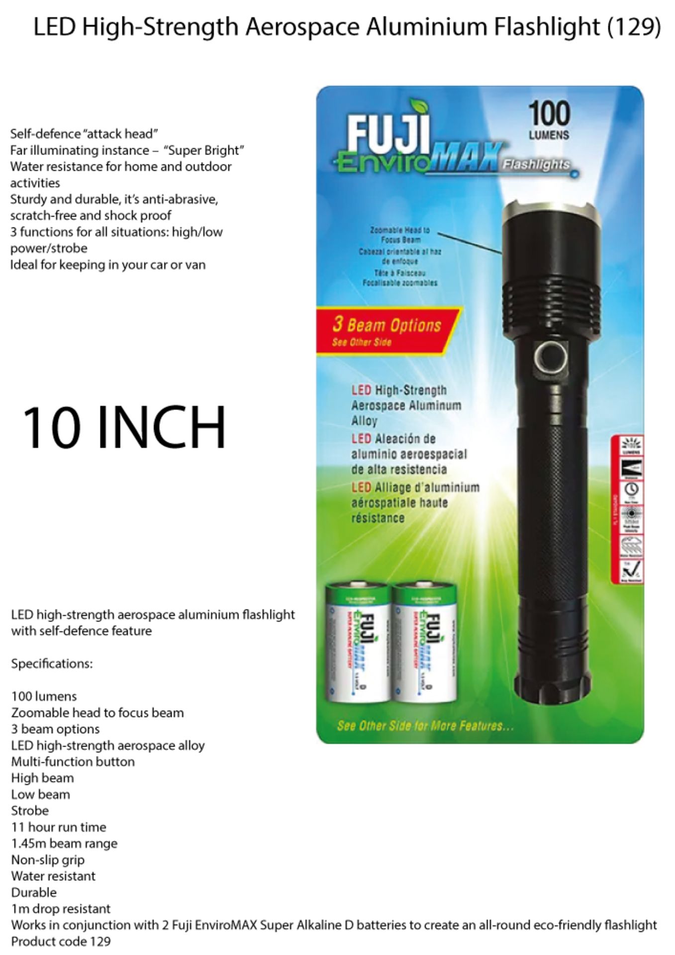 2 x Fuji EnviroMax 100 Lumens LED Flashlight | FE129