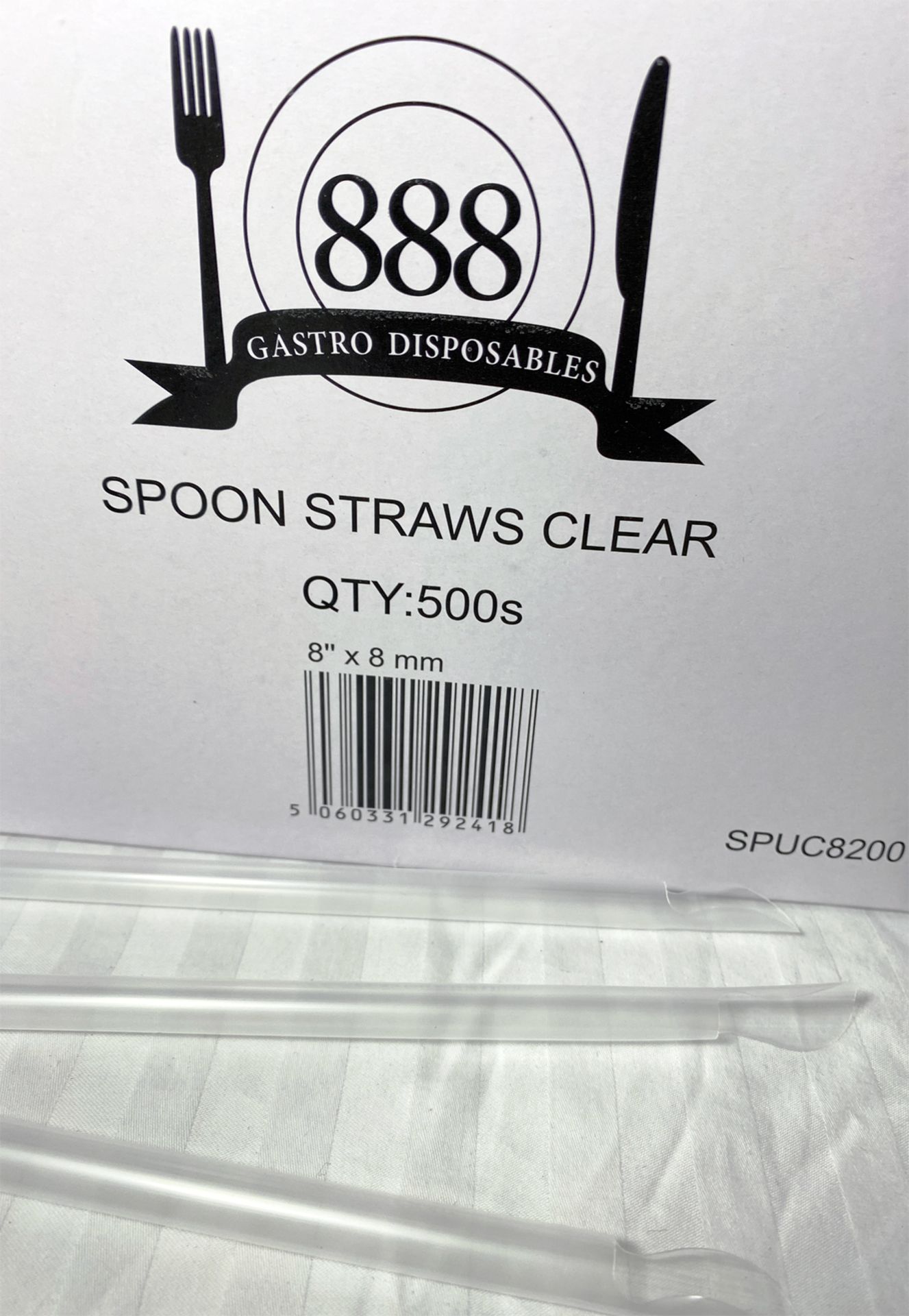 2 x Boxes of Clear Spoon Straws by 888 Gastro Disposables | DSP39 - Image 2 of 2